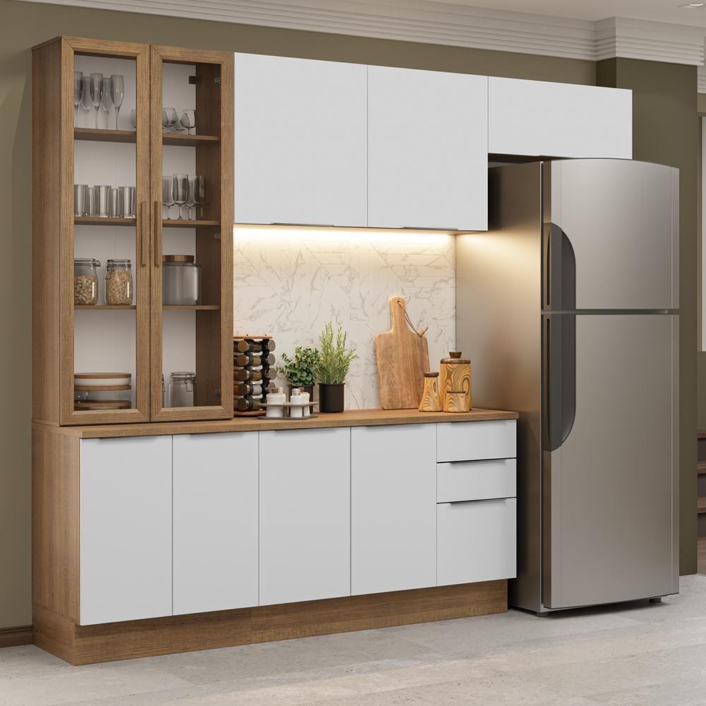 Armário De Cozinha Completa 270cm Rustic/branco Stella Madesa 11 - 1