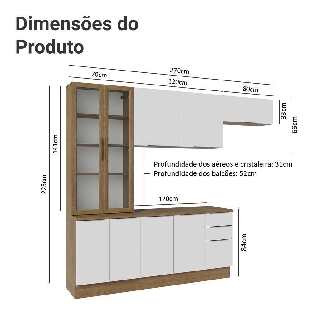 Armário De Cozinha Completa 270cm Rustic/branco Stella Madesa 11 - 3