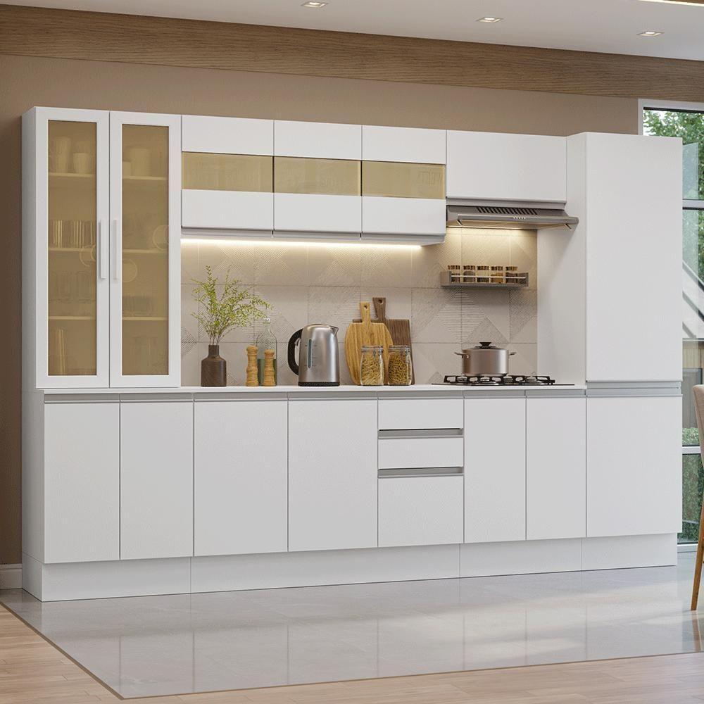 Armário De Cozinha Completa 100% Mdf 290 Cm Smart Madesa 01 Branco - 1
