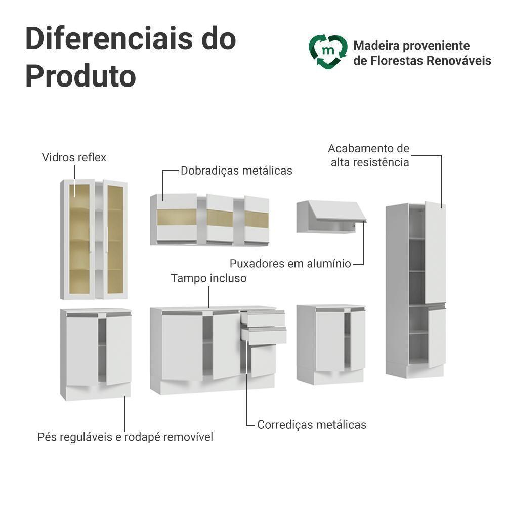 Armário De Cozinha Completa 100% Mdf 290 Cm Smart Madesa 01 Branco - 4