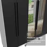 Guarda-roupa Casal Com Pés 6 Portas Batentes Com Espelho Branco-preto-preto Venus Madesa - 6