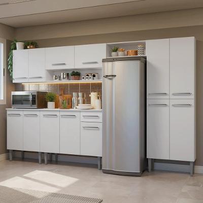 Armário de Cozinha Completa Emilly 13 Portas 1 Gaveta MDP 293cm Branco com Pés Reguláveis