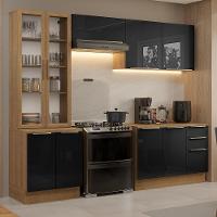 Armário De Cozinha Completa 270cm Rustic/preto Lux Madesa 04 - 1