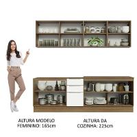 Armário De Cozinha Completa 240cm Rustic/branco Veludo Lux Madesa 05 Rustic/branco Veludo Rustic/branco Veludo - 9