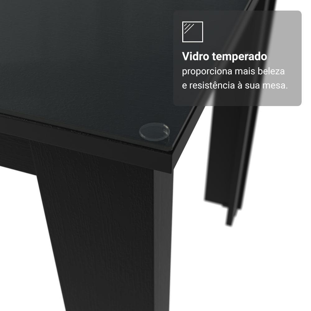 Conjunto Sala De Jantar Mesa Tampo De Vidro 6 Cadeiras Rustic/preto/silver Odara Madesa Rustic/preto/silver - 8