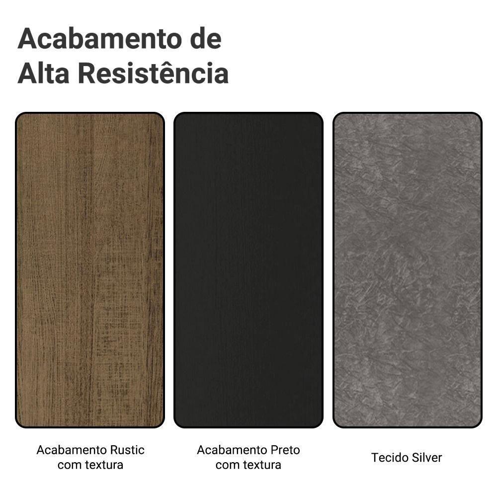 Conjunto Sala De Jantar Mesa Tampo De Vidro 6 Cadeiras Rustic/preto/silver Odara Madesa Rustic/preto/silver - 10