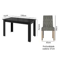 Conjunto Sala De Jantar Mesa Tampo De Vidro 6 Cadeiras Rustic/preto/silver Odara Madesa Rustic/preto/silver - 3