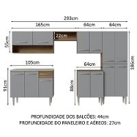 Armário De Cozinha Completa 293cm Com Pia Rustic/cinza Emilly Madesa 09 Rustic/cinza Rustic/cinza - 2