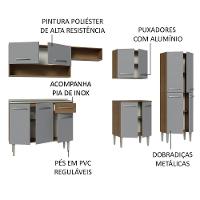 Armário De Cozinha Completa 293cm Com Pia Rustic/cinza Emilly Madesa 09 Rustic/cinza Rustic/cinza - 3