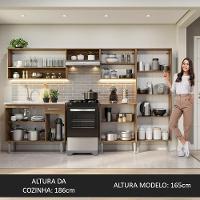 Armário De Cozinha Completa 293cm Com Pia Rustic/cinza Emilly Madesa 09 Rustic/cinza Rustic/cinza