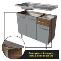 Armário De Cozinha Completa 293cm Com Pia Rustic/cinza Emilly Madesa 09 Rustic/cinza Rustic/cinza - 5