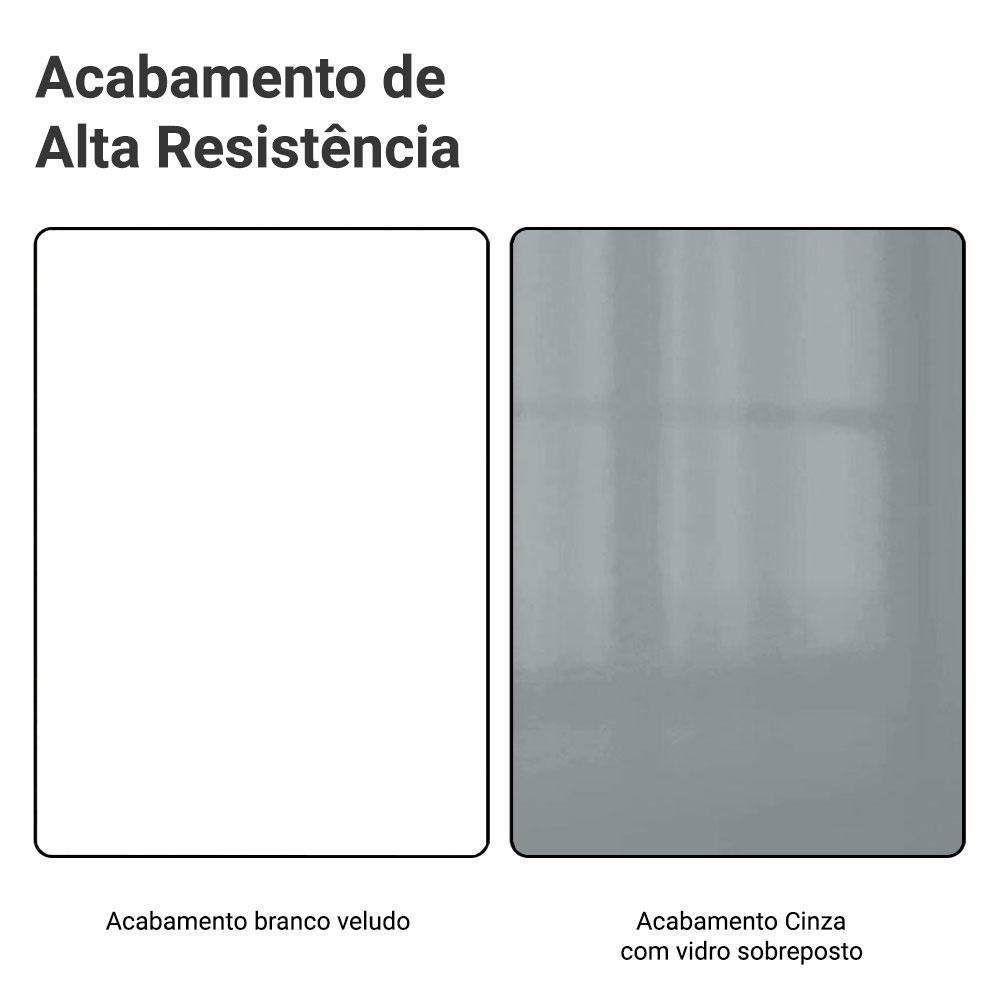 Armário De Cozinha Completa 240cm Branco/cinza Lux Madesa 08 Branco/cinza Branco/cinza - 8