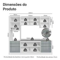 Armário De Cozinha Completa 240cm Branco/cinza Lux Madesa 08 Branco/cinza Branco/cinza - 5