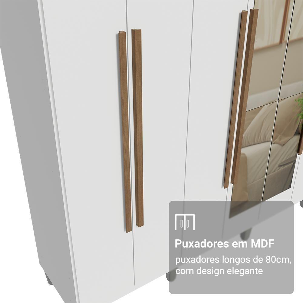 Guarda-roupa Casal Com Pés 8 Portas Batentes Com Espelho Branco-branco-rustic Netuno Madesa - 6