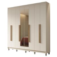 Guarda-roupa Casal Com Pés 8 Portas Batentes Com Espelho Branco-branco-rustic Netuno Madesa - 2