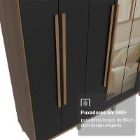 Guarda-roupa Casal Com Pés 8 Portas Batentes Com Espelho Rustic-preto-rustic Venus Madesa - 6