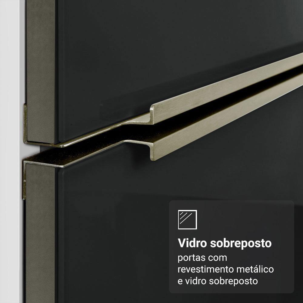 Armário De Cozinha Completa 240cm Branco/preto Lux Madesa 08 Branco/preto Branco/preto - 5