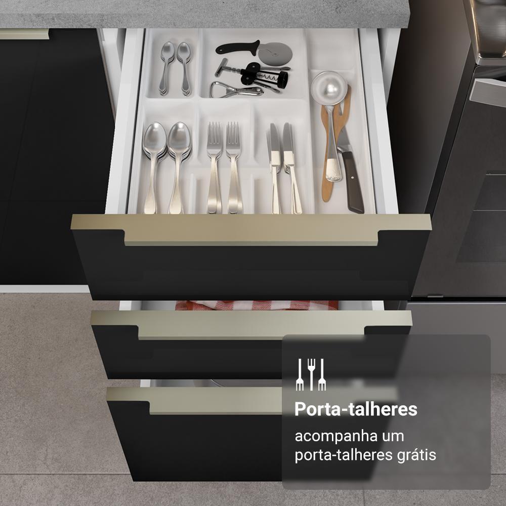 Armário De Cozinha Completa 240cm Branco/preto Lux Madesa 08 Branco/preto Branco/preto - 6