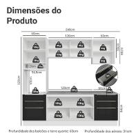 Armário De Cozinha Completa 240cm Branco/preto Lux Madesa 08 Branco/preto Branco/preto - 2