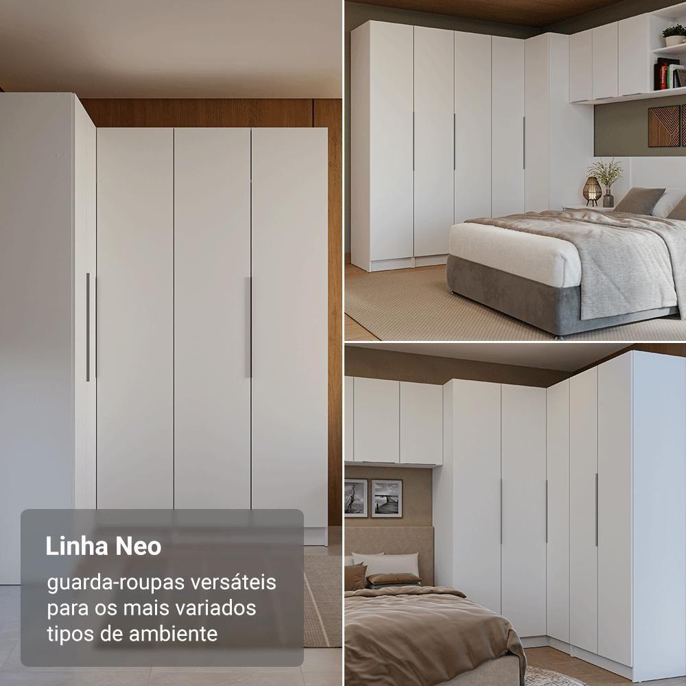 Guarda-roupa Modulado De Canto 310 Cm 5 Portas 2 Gavetas Branco Neo Madesa 01 - 5