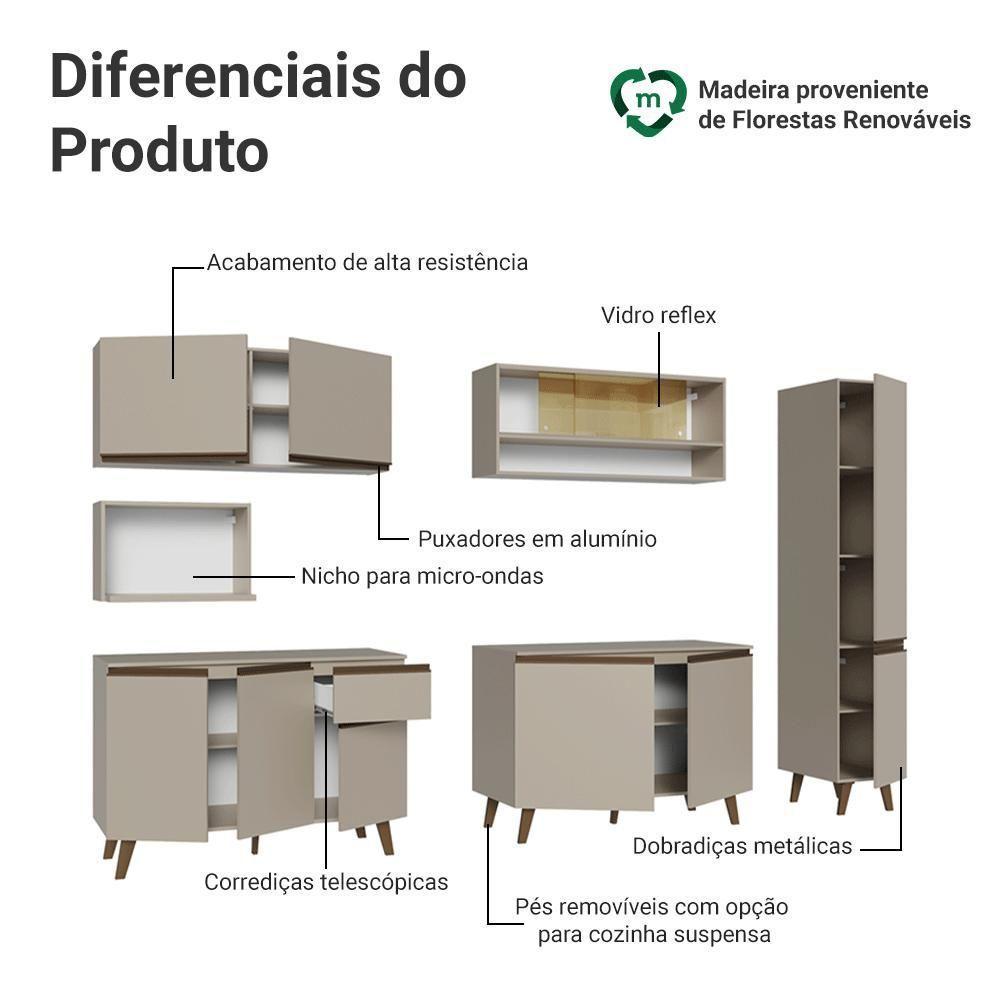 Armário De Cozinha Completa 280 Cm Crema Nice Madesa 03 - 4