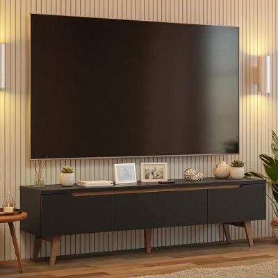 Rack Para Tv Até 80 Polegadas 180cm 2 Portas 1 Gaveta Preto-rustic Doha Madesa