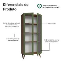 Cristaleira 70 Cm 2 Portas De Vidro Com Pés Cônicos Rustic-verde-rustic Vik Madesa