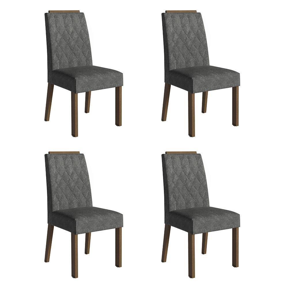 Kit 4 Cadeiras De Jantar 4256 Com Espaldar Rustic-silver Madesa - 1