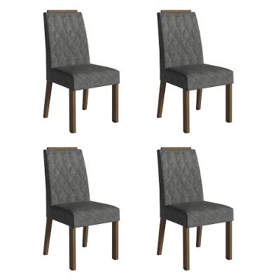 Kit 4 Cadeiras De Jantar 4256 Com Espaldar Rustic-silver Madesa