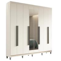 Guarda-roupa Casal Com Pés 8 Portas Batentes Com Espelho Branco-branco-preto Saturno Madesa - 2