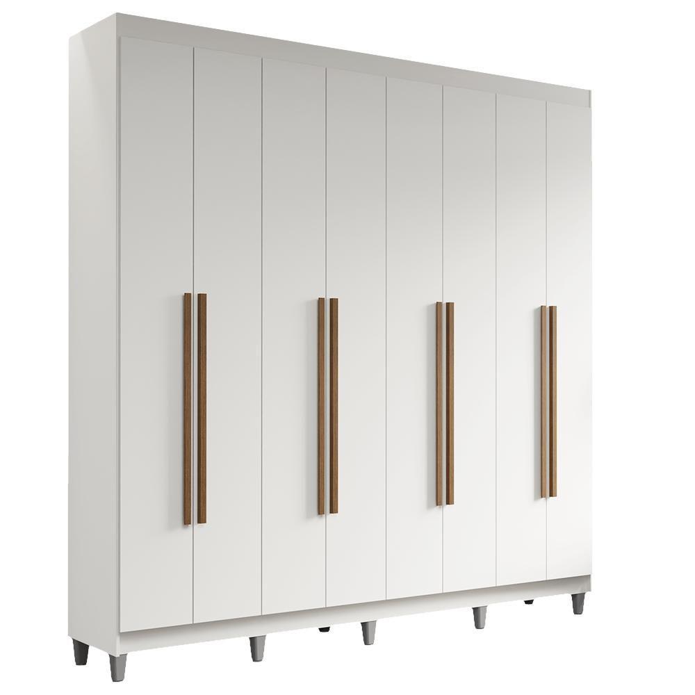 Guarda-roupa Casal Com Pés 8 Portas Batentes Branco-branco-rustic Saturno Madesa - 2