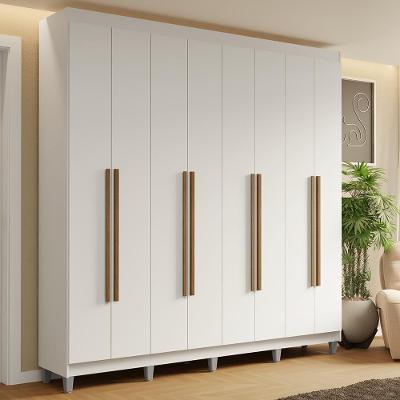 Guarda-roupa Casal Com Pés 8 Portas Batentes Branco-branco-rustic Saturno Madesa