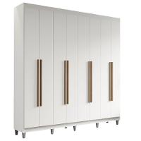 Guarda-roupa Casal Com Pés 8 Portas Batentes Branco-branco-rustic Saturno Madesa - 2