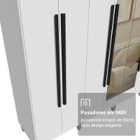 Guarda-roupa Casal Com Pés 8 Portas Batentes Com Espelho Branco-branco-preto Venus Madesa - 6