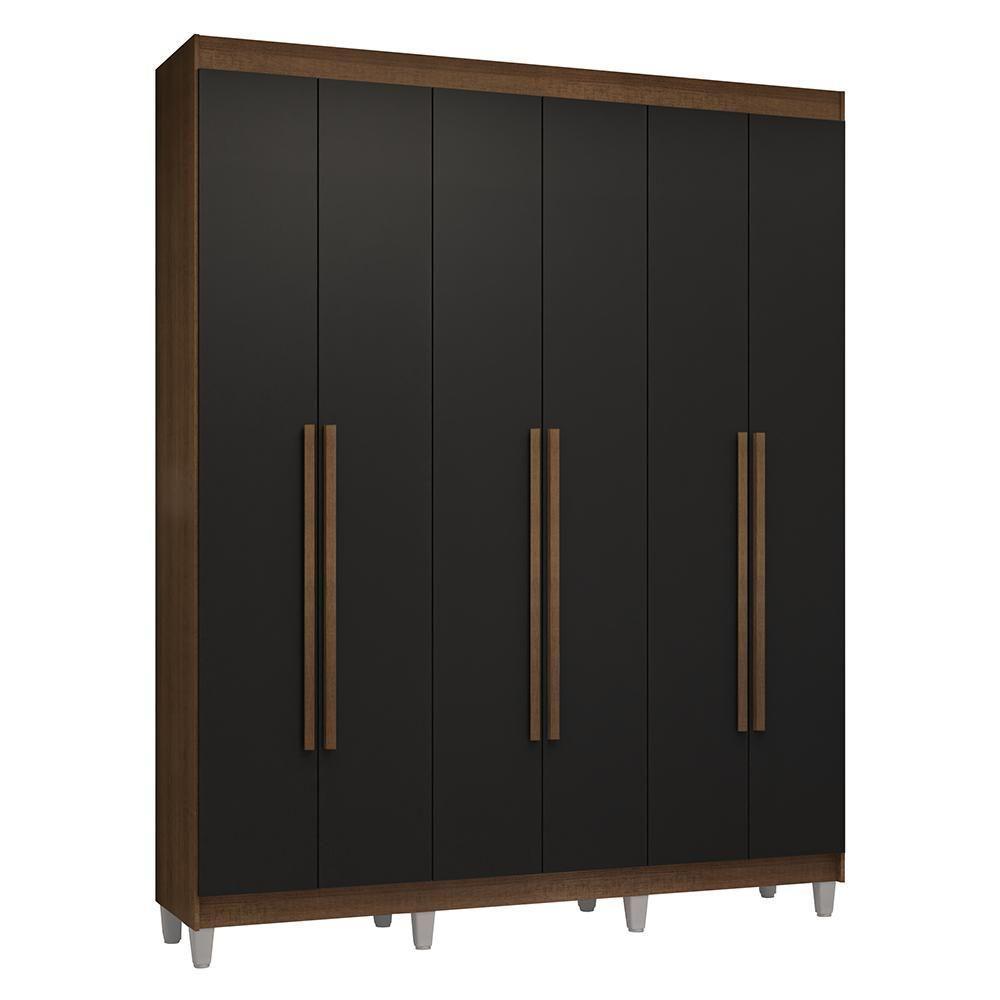 Guarda-roupa Casal Com Pés 6 Portas Batentes Rustic-preto-rustic Venus Madesa - 2