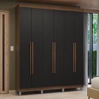 Guarda-roupa Casal Com Pés 6 Portas Batentes Rustic-preto-rustic Venus Madesa - 1