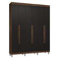 Guarda-roupa Casal Com Pés 6 Portas Batentes Rustic-preto-rustic Venus Madesa - 2