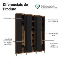 Guarda-roupa Casal Com Pés 6 Portas Batentes Rustic-preto-rustic Venus Madesa
