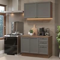 Armário De Cozinha Compacta 120 Cm Rustic/cinza Vik Madesa 01 Rustic/cinza - 1