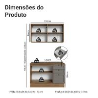 Armário De Cozinha Compacta 120 Cm Rustic/cinza Vik Madesa 01 Rustic/cinza - 3