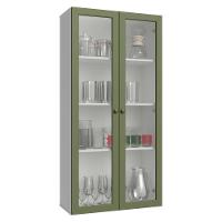 Cristaleira Suspensa 70 Cm 2 Portas De Vidro Branco-verde Vik Madesa - 2
