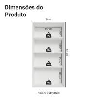 Cristaleira Suspensa 70 Cm 2 Portas De Vidro Branco-verde Vik Madesa - 3