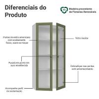 Cristaleira Suspensa 70 Cm 2 Portas De Vidro Branco-verde Vik Madesa