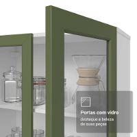 Cristaleira Suspensa 70 Cm 2 Portas De Vidro Branco-verde Vik Madesa - 10