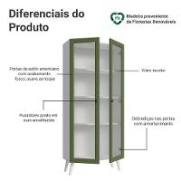 Cristaleira 70 Cm 2 Portas De Vidro Com Pés Cônicos Branco-verde-branco Vik Madesa