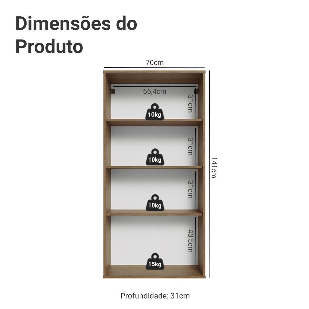 Cristaleira Suspensa 70 Cm 2 Portas De Vidro Rustic-verde Vik Madesa - 3