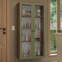 Cristaleira Suspensa 70 Cm 2 Portas De Vidro Rustic-verde Vik Madesa - 1