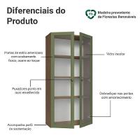 Cristaleira Suspensa 70 Cm 2 Portas De Vidro Rustic-verde Vik Madesa