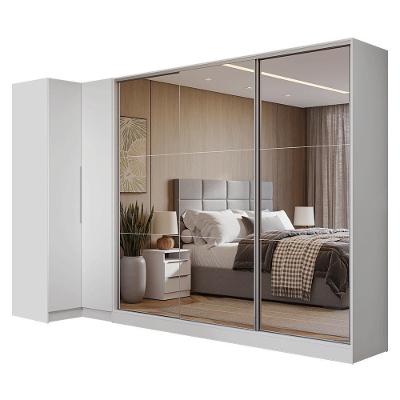 Guarda Roupa Casal Modulado Neo + Royale 5 Portas Correr 4 Gavetas Branco Madesa