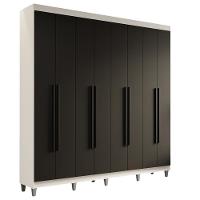 Guarda-roupa Casal Com Pés 8 Portas Batentes Branco-preto-branco Saturno Madesa - 2